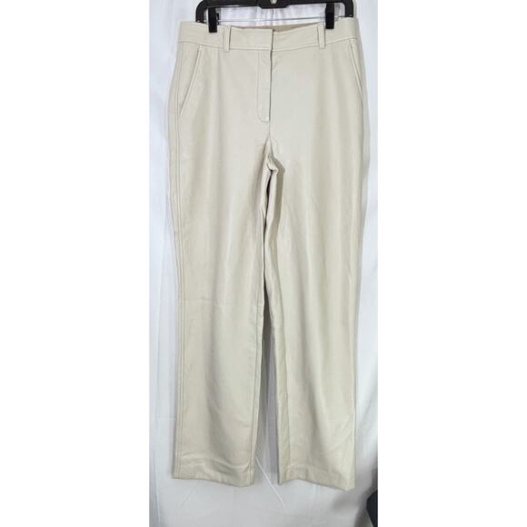 Aritzia Babaton Women's Vegan Leather Creamy taupe Pants Size 10 - Picture 2 of 7